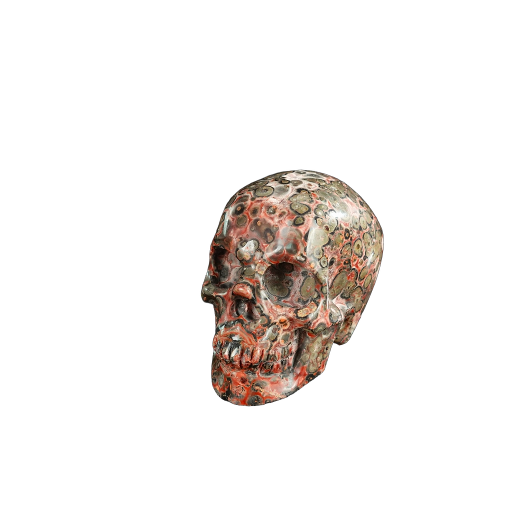 2.2" Red Leopard skin stone Crystal Skull Carving - Hand Carved Decor