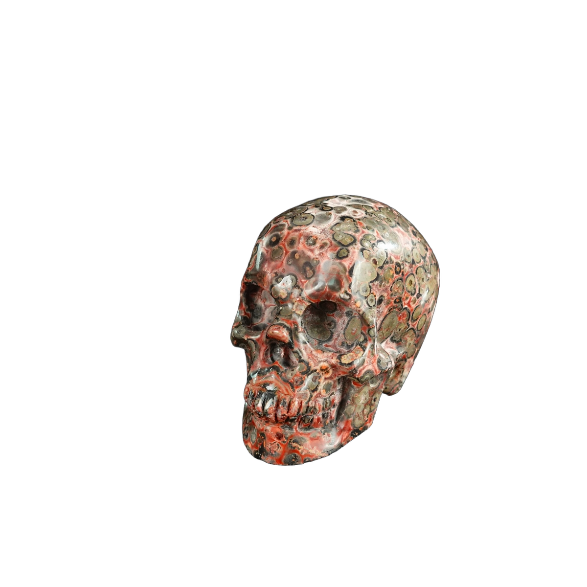 2.2" Red Leopard skin stone Crystal Skull Carving - Hand Carved Decor