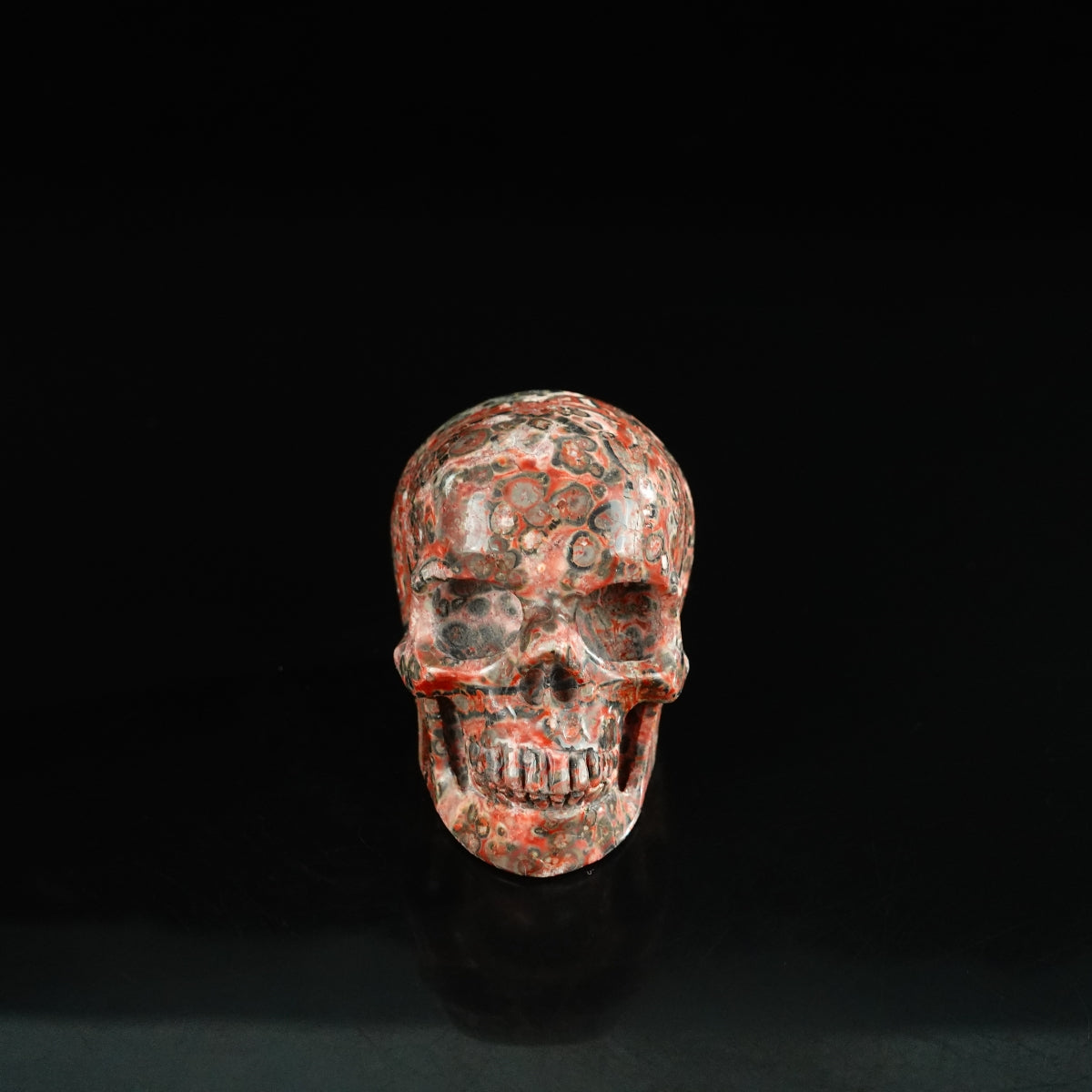2.2" Red Leopard skin stone Crystal Skull Carving - Unique Piece #LS02