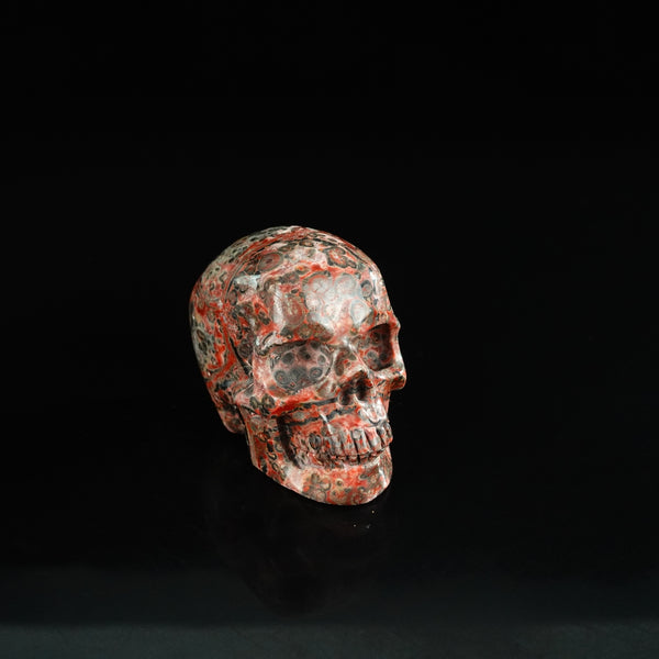 2.2" Red Leopard skin stone Crystal Skull Carving - Unique Piece #LS02 - alternate view