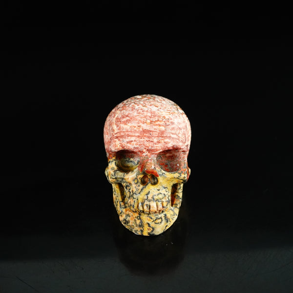 2.2" Red Leopard skin stone Crystal Skull Carving - Unique Piece #LS03