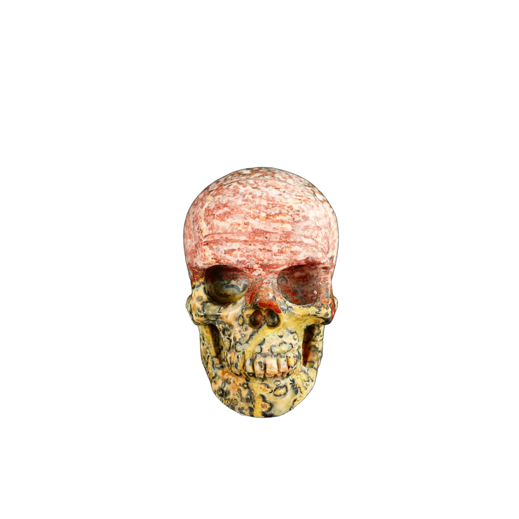 2.2" Red Leopard skin stone Crystal Skull Carving - Unique Piece #LS03