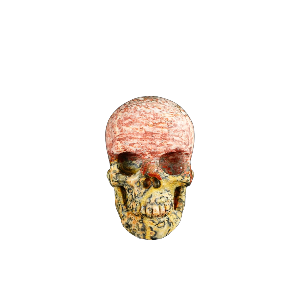 2.2" Red Leopard skin stone Crystal Skull Carving - Unique Piece #LS03