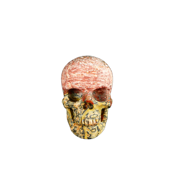 2.2" Red Leopard skin stone Crystal Skull Carving - Unique Piece #LS03