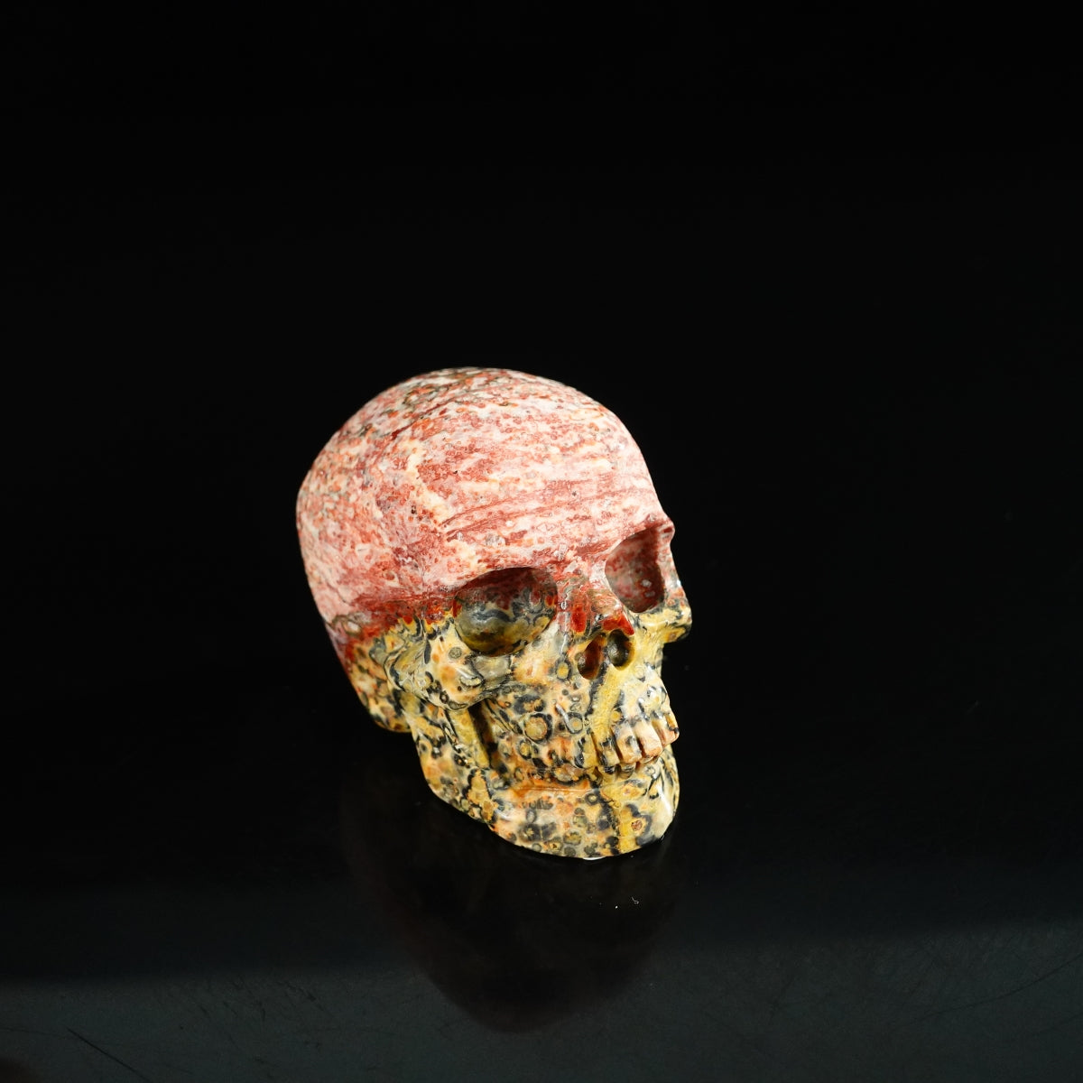 2.2" Red Leopard skin stone Crystal Skull Carving - Unique Piece #LS03