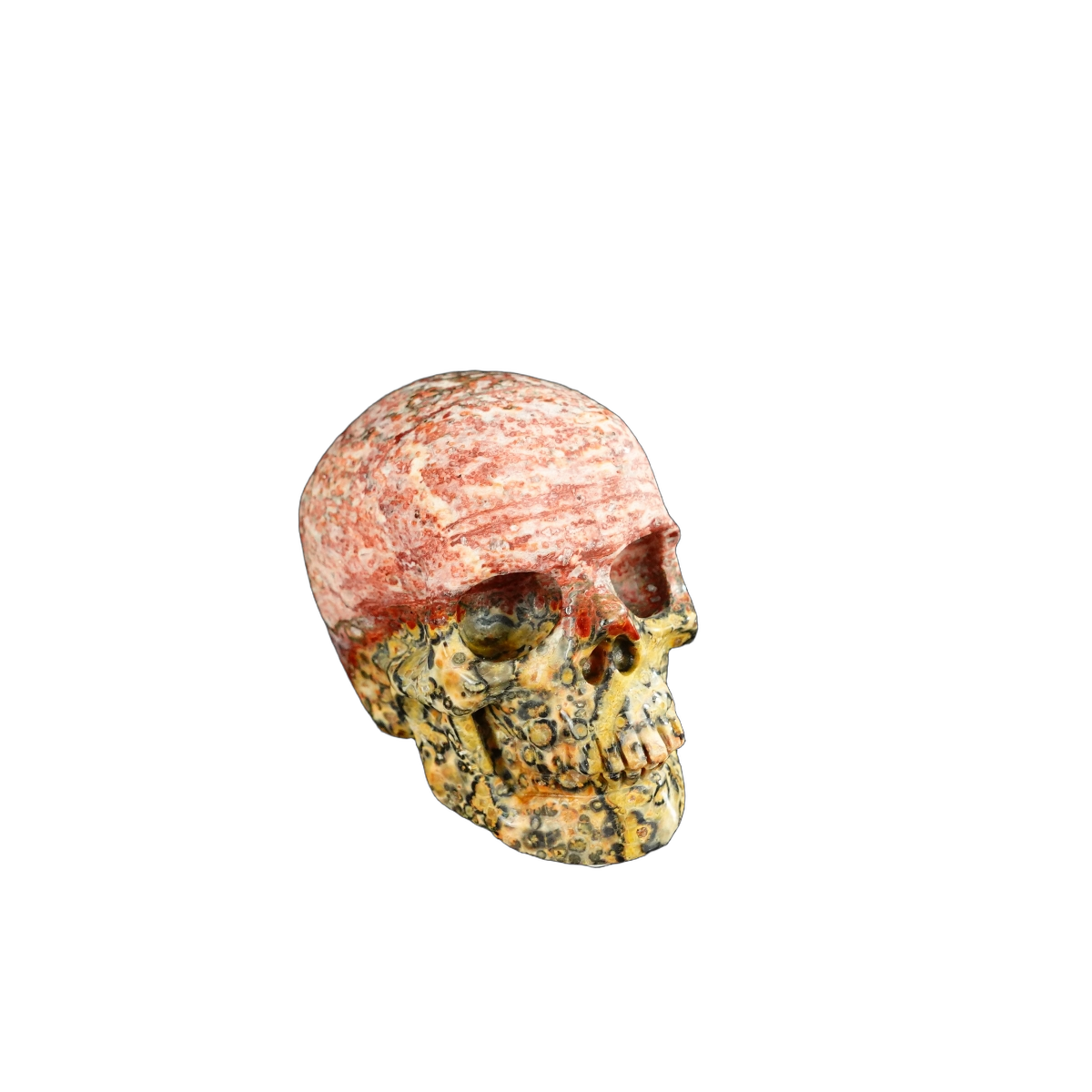 2.2" Red Leopard skin stone Crystal Skull Carving - Unique Piece #LS03