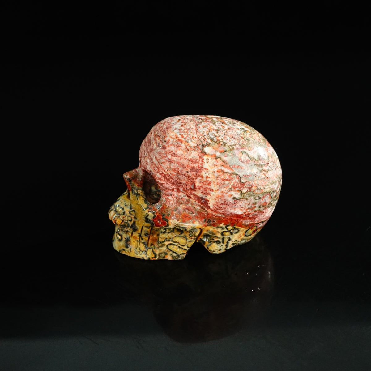 2.2" Red Leopard skin stone Crystal Skull Carving - Unique Piece #LS03