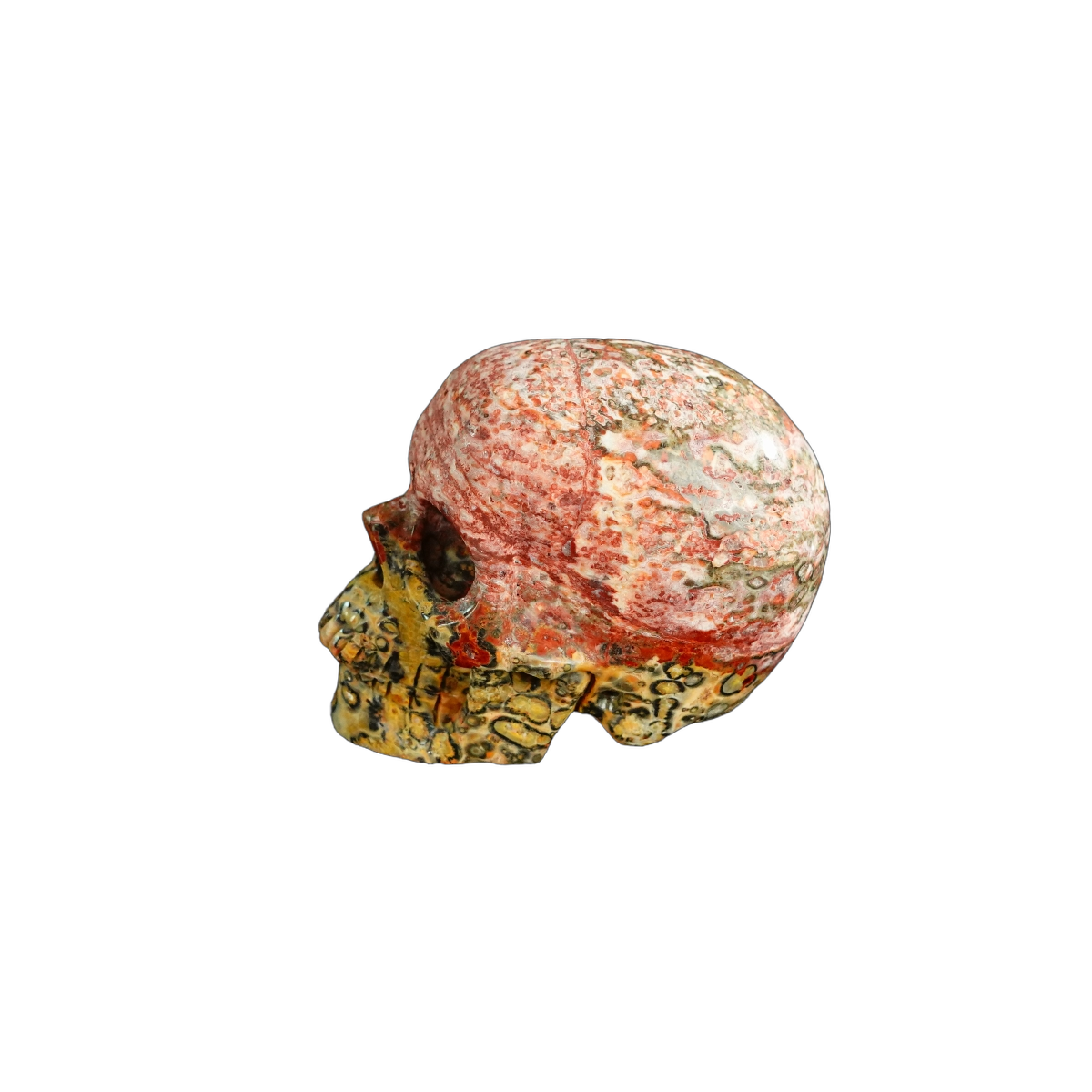 2.2" Red Leopard skin stone Crystal Skull Carving - Unique Piece #LS03