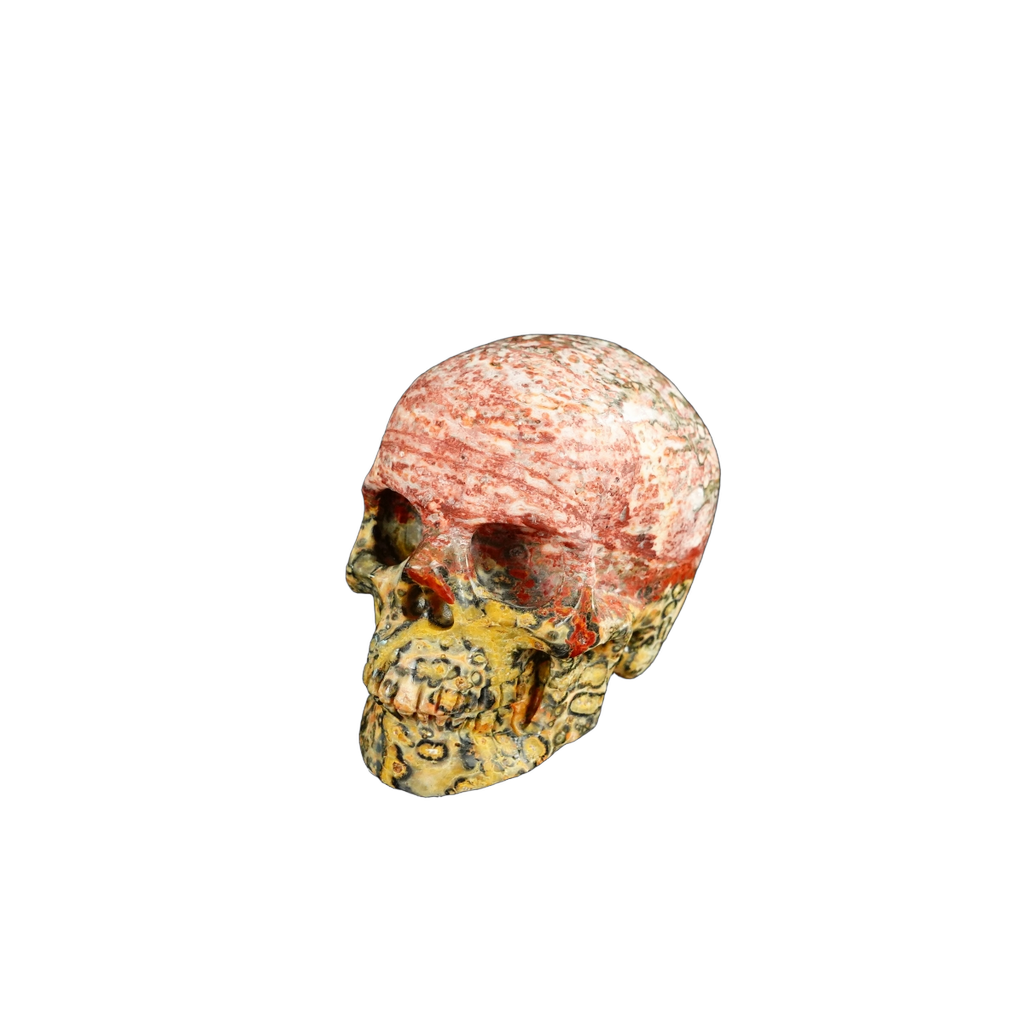 2.2" Red Leopard skin stone Crystal Skull Carving - Unique Piece #LS03