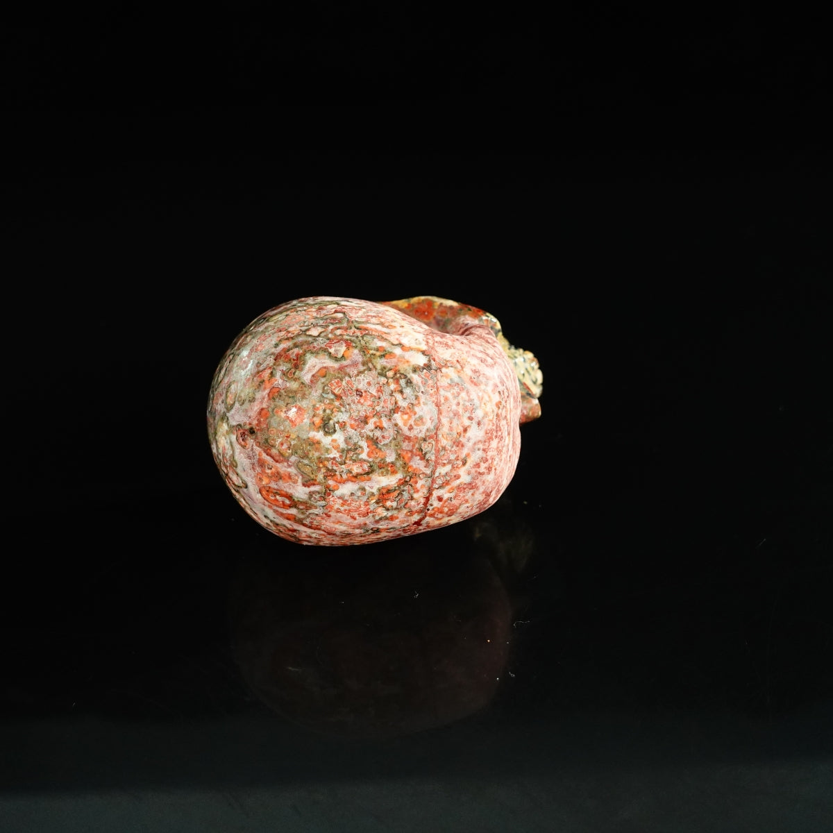2.2" Red Leopard skin stone Crystal Skull Carving - Unique Piece #LS03