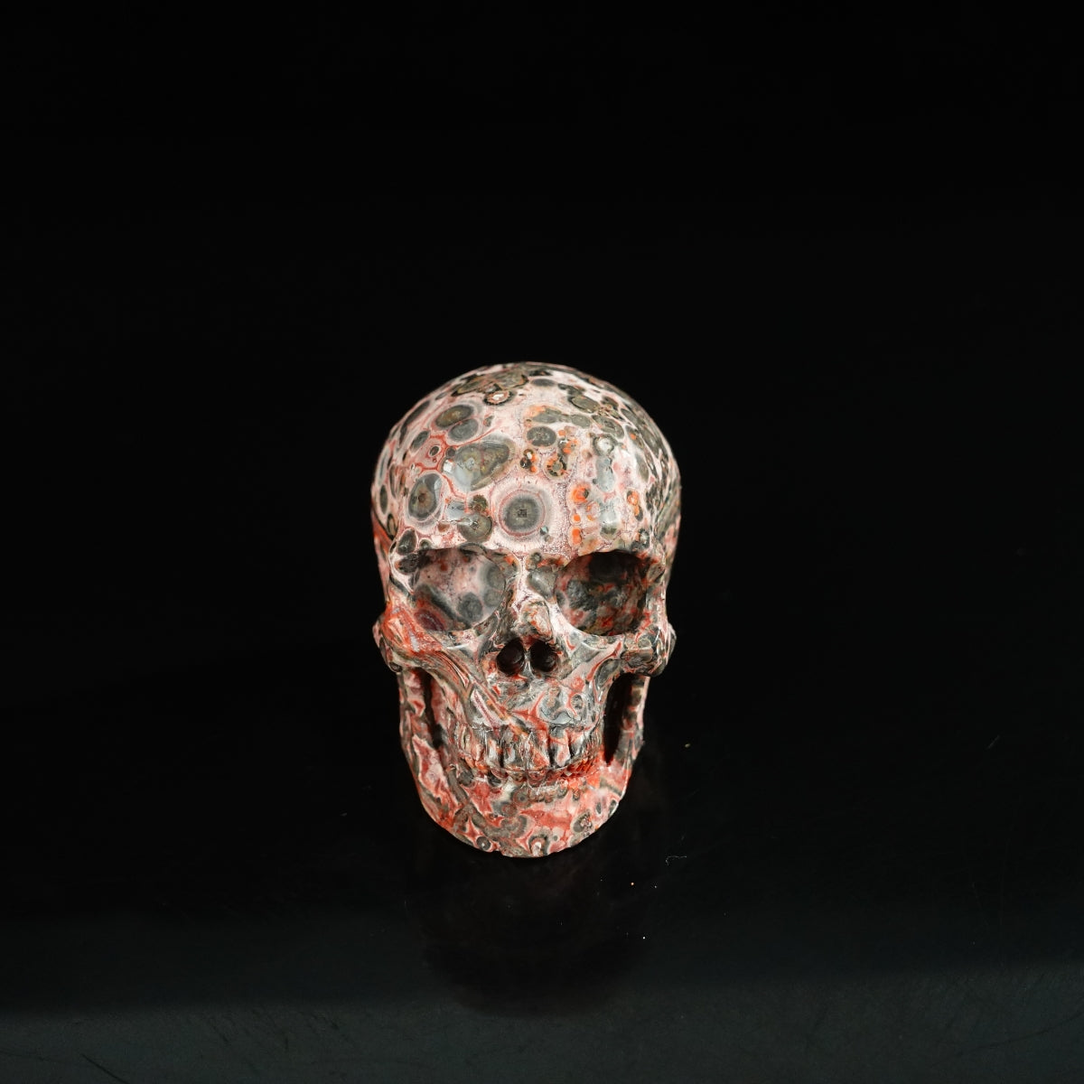 2.2" Red Leopard skin stone Crystal Skull Carving - Unique Piece #LS04