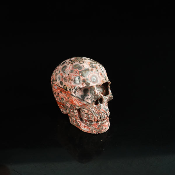 2.2" Red Leopard skin stone Crystal Skull Carving - Unique Piece #LS04 - alternate view