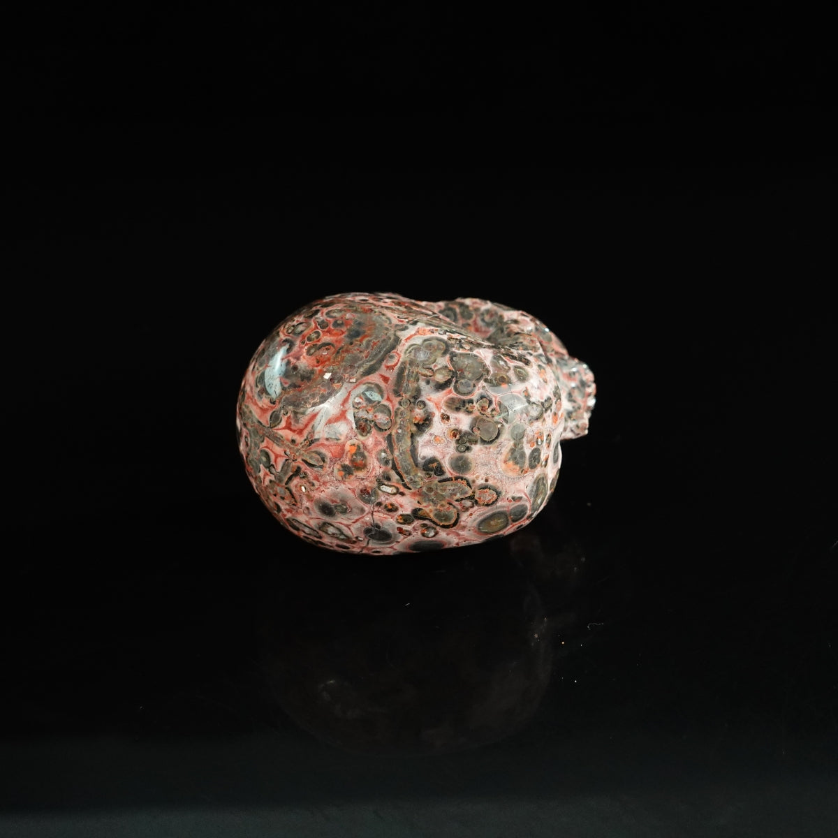 2.2" Red Leopard skin stone Crystal Skull Carving - Unique Piece #LS04