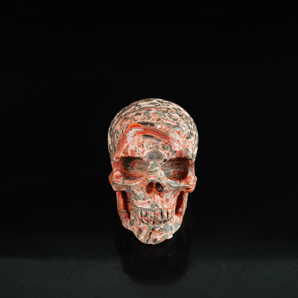 2.2" Red Leopard skin stone Crystal Skull Carving - Unique Piece #LS05