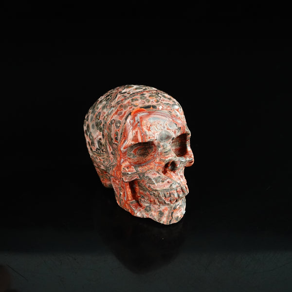 2.2" Red Leopard skin stone Crystal Skull Carving - Unique Piece #LS05 - alternate view