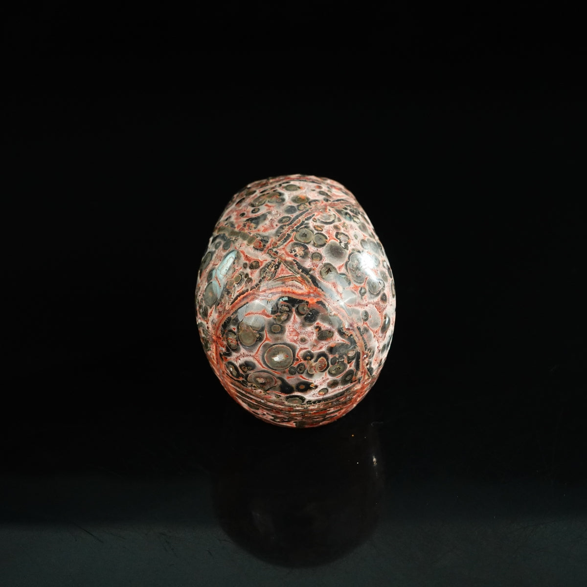 2.2" Red Leopard skin stone Crystal Skull Carving - Unique Piece #LS05