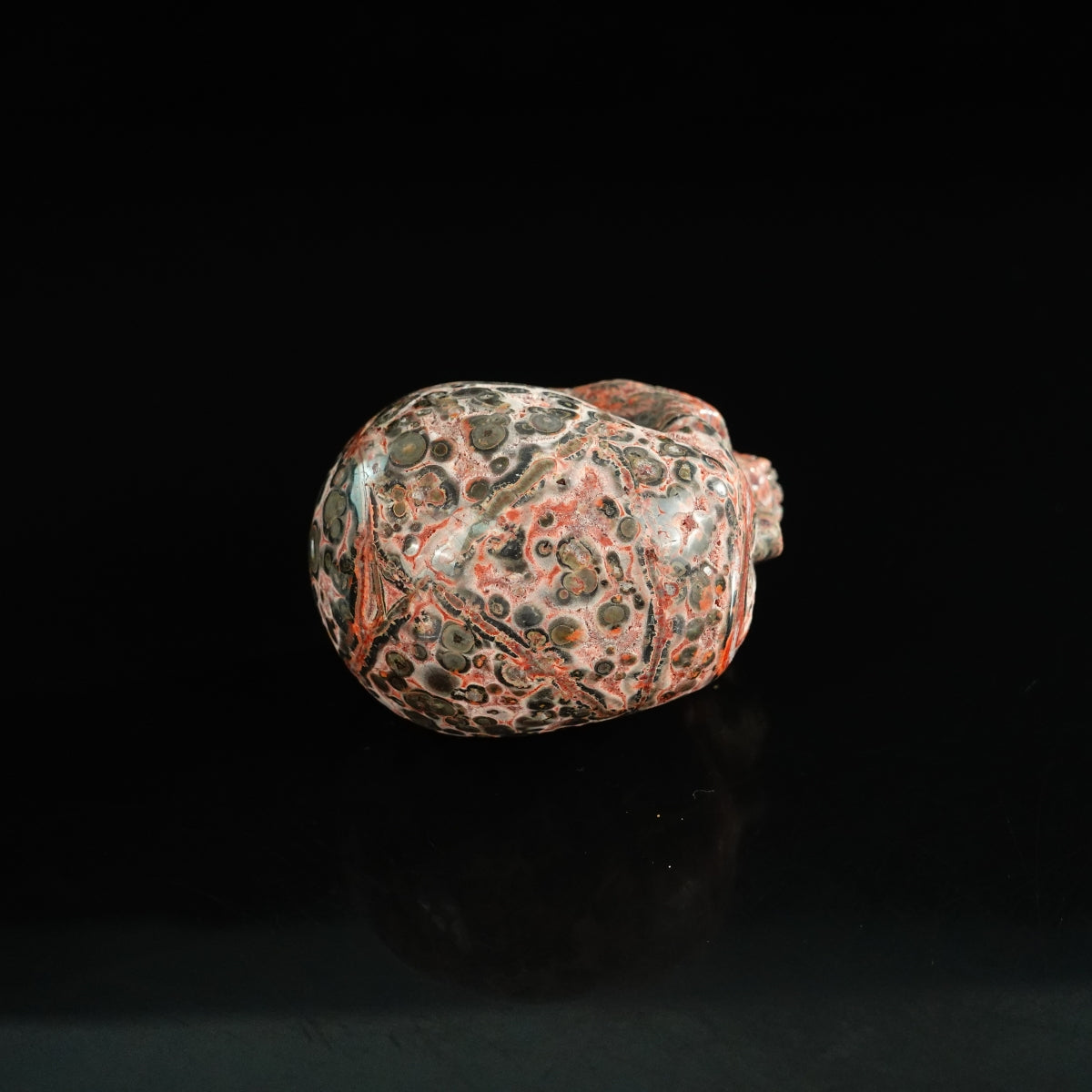 2.2" Red Leopard skin stone Crystal Skull Carving - Unique Piece #LS05