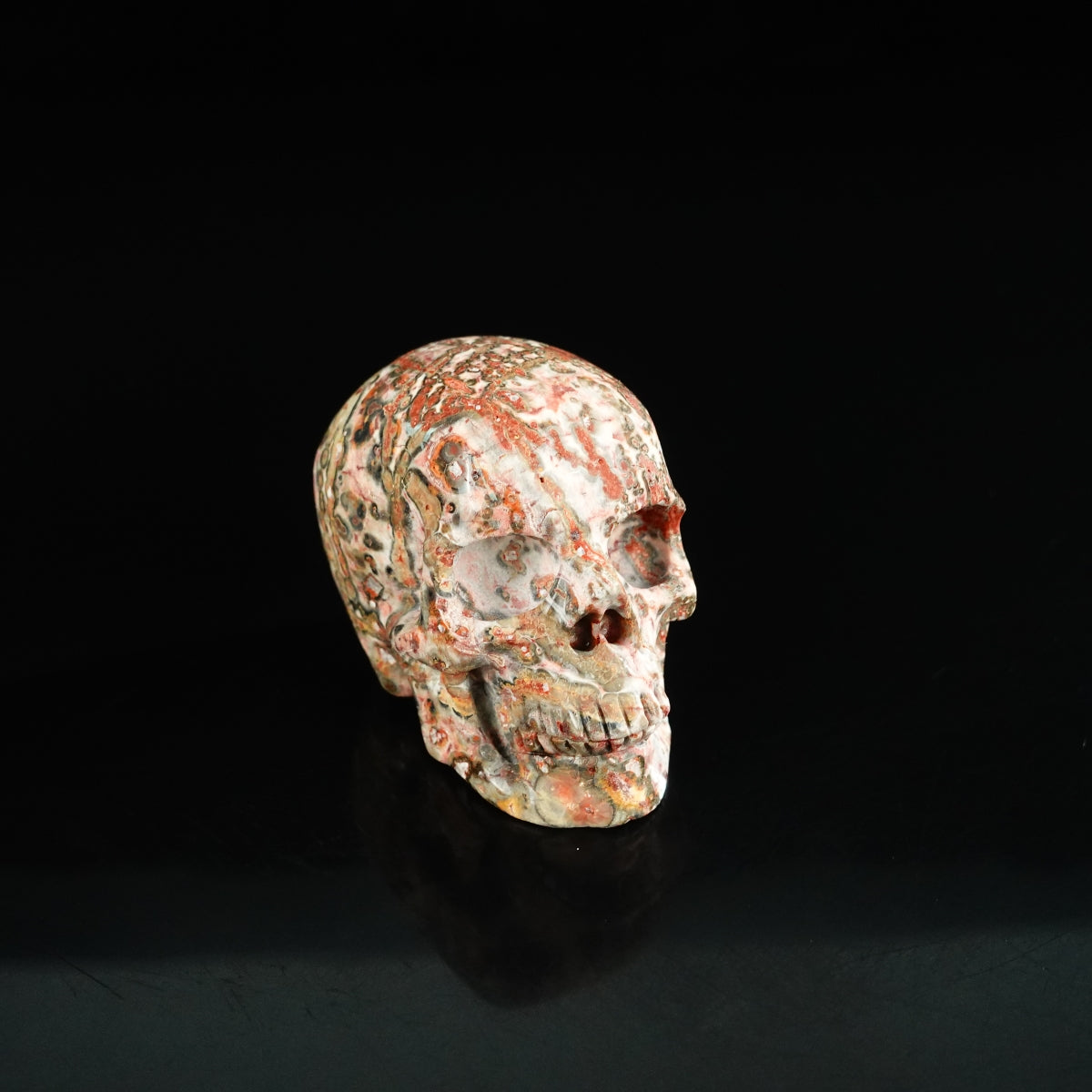 2.2" Red Leopard skin stone Crystal Skull Carving - Unique Piece #LS06