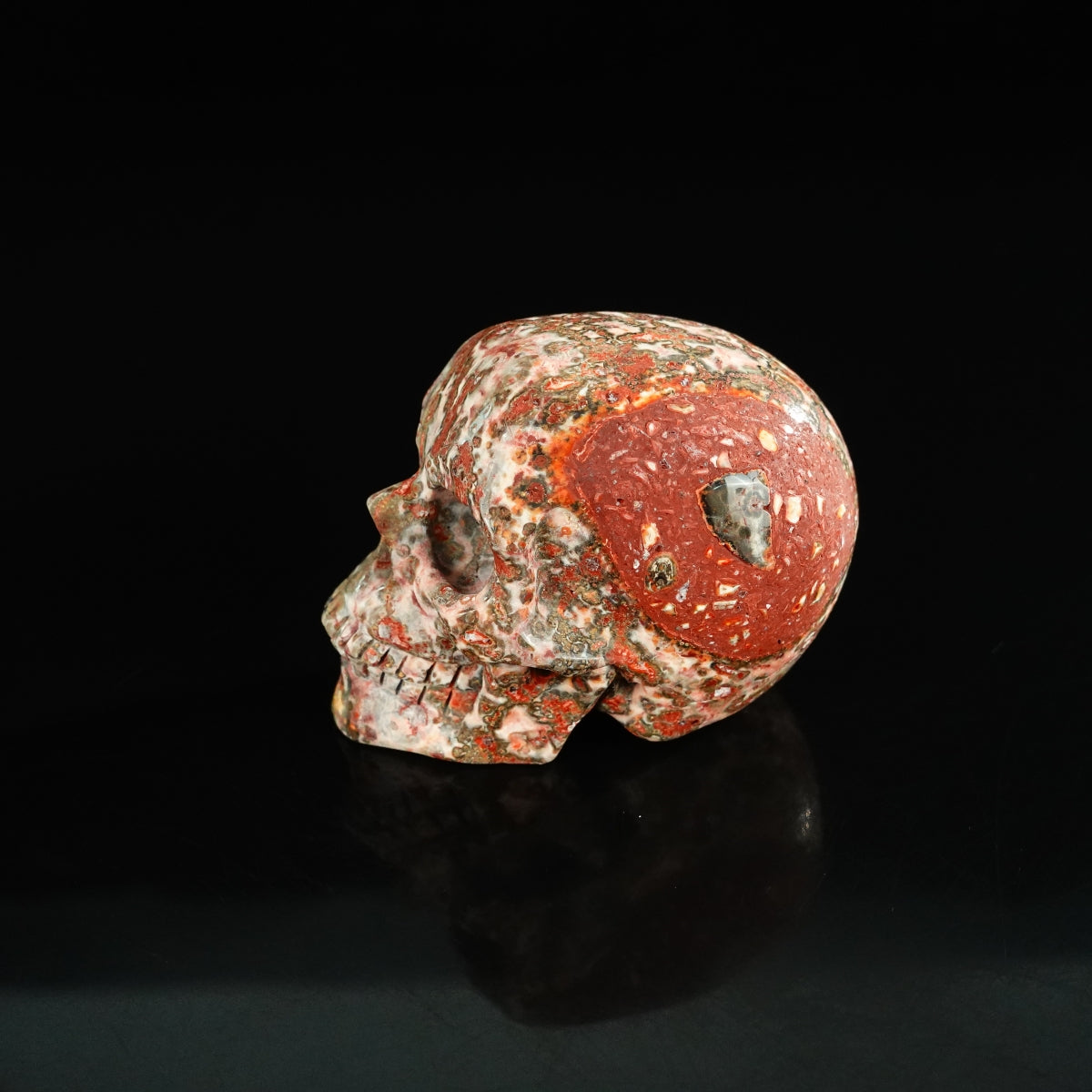2.2" Red Leopard skin stone Crystal Skull Carving - Unique Piece #LS06