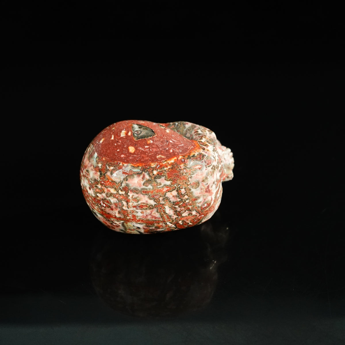2.2" Red Leopard skin stone Crystal Skull Carving - Unique Piece #LS06