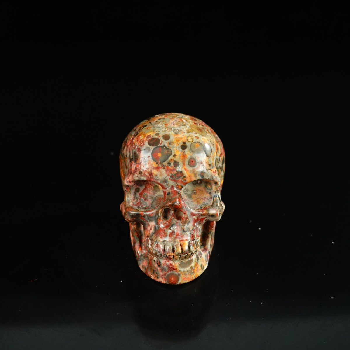 2.2" Red Leopard skin stone Crystal Skull Carving - Unique Piece #LS07