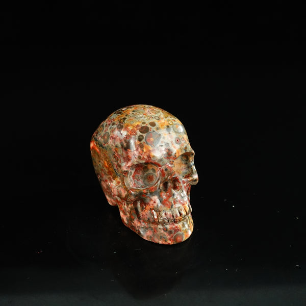 2.2" Red Leopard skin stone Crystal Skull Carving - Unique Piece #LS07 - alternate view