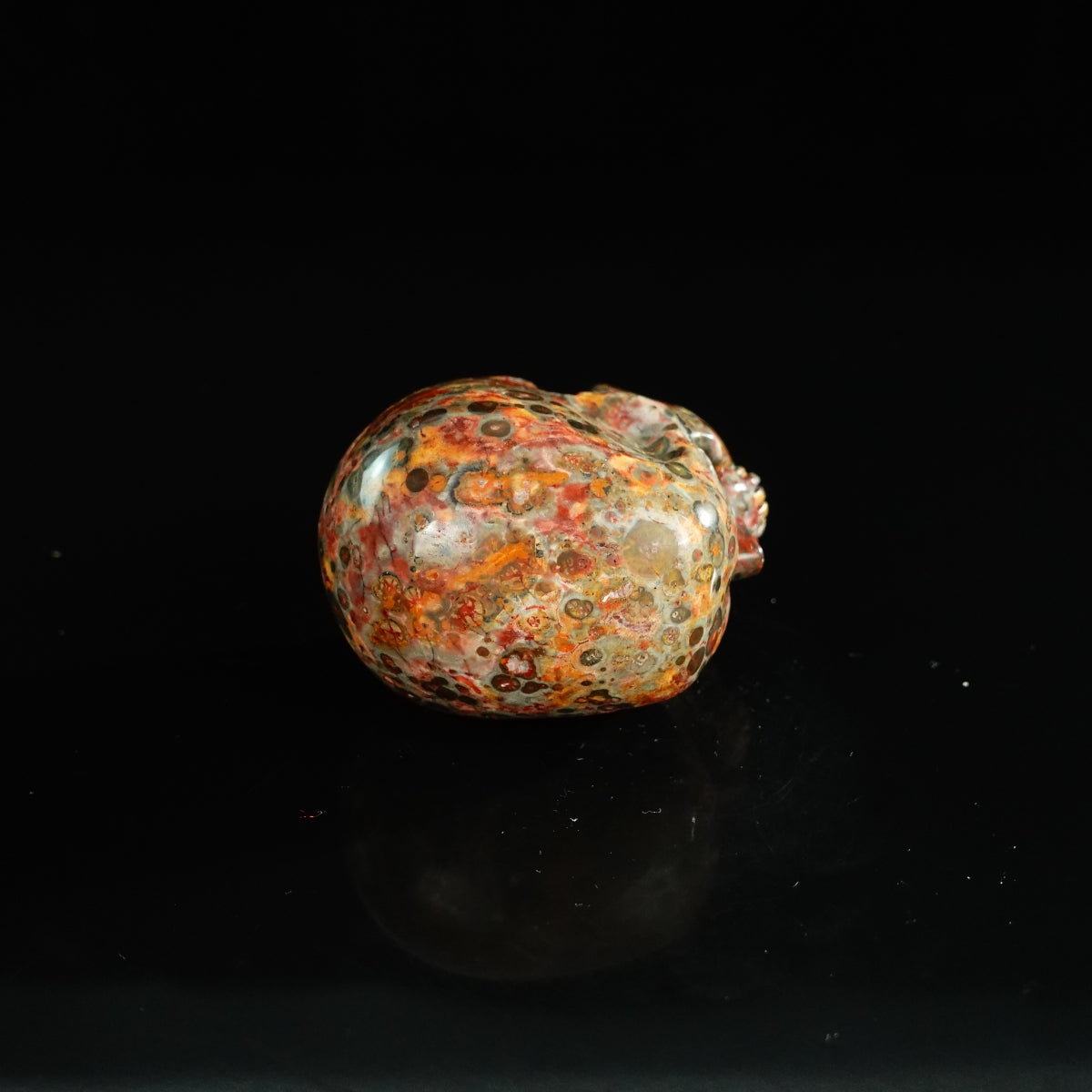 2.2" Red Leopard skin stone Crystal Skull Carving - Unique Piece #LS07