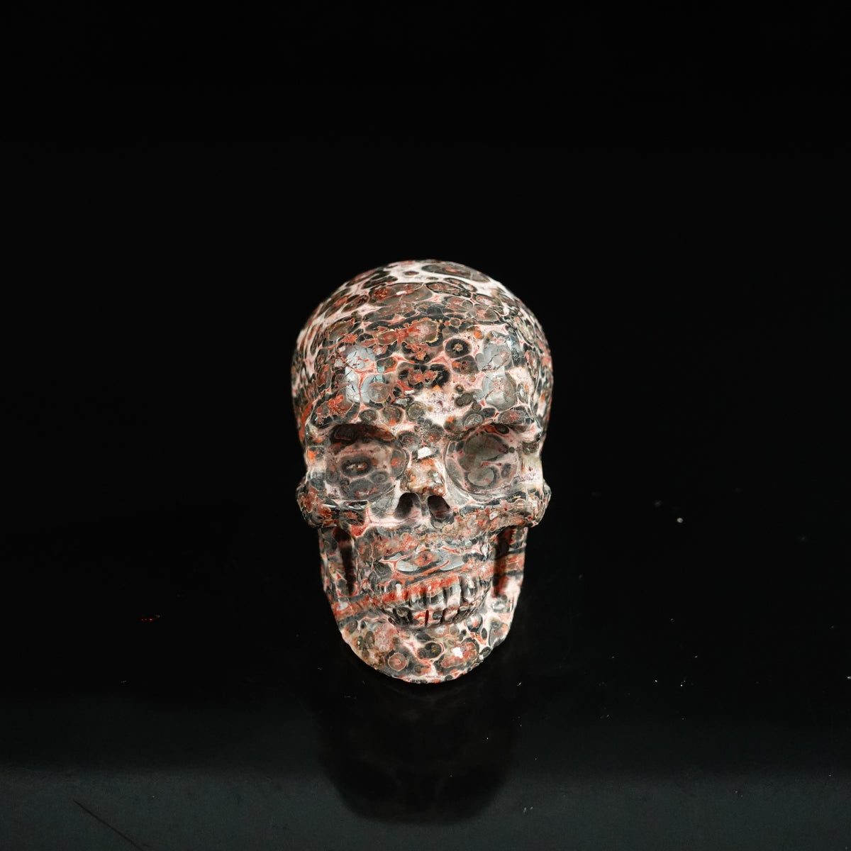 2.2" Red Leopard skin stone Crystal Skull Carving - Unique Piece #LS08