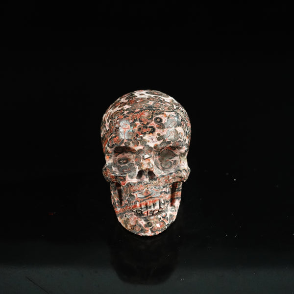 2.2" Red Leopard skin stone Crystal Skull Carving - Unique Piece #LS08