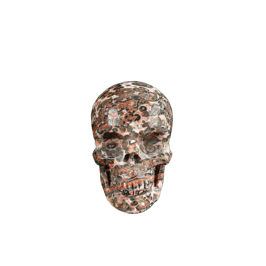 2.2" Red Leopard skin stone Crystal Skull Carving - Unique Piece #LS08