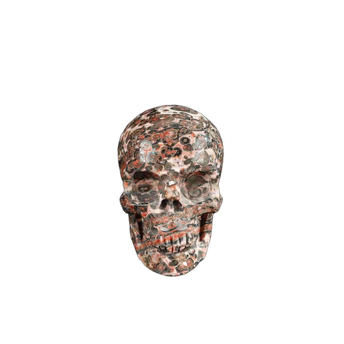 2.2" Red Leopard skin stone Crystal Skull Carving - Unique Piece #LS08