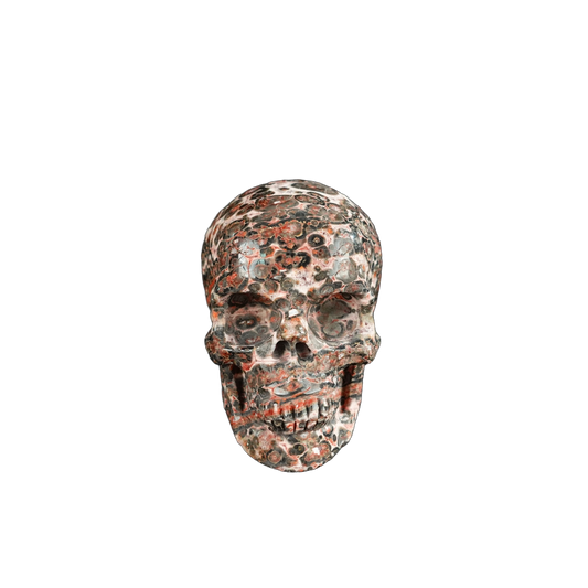 2.2" Red Leopard skin stone Crystal Skull Carving - Unique Piece #LS08