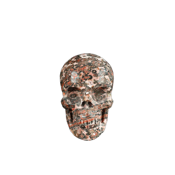 2.2" Red Leopard skin stone Crystal Skull Carving - Unique Piece #LS08