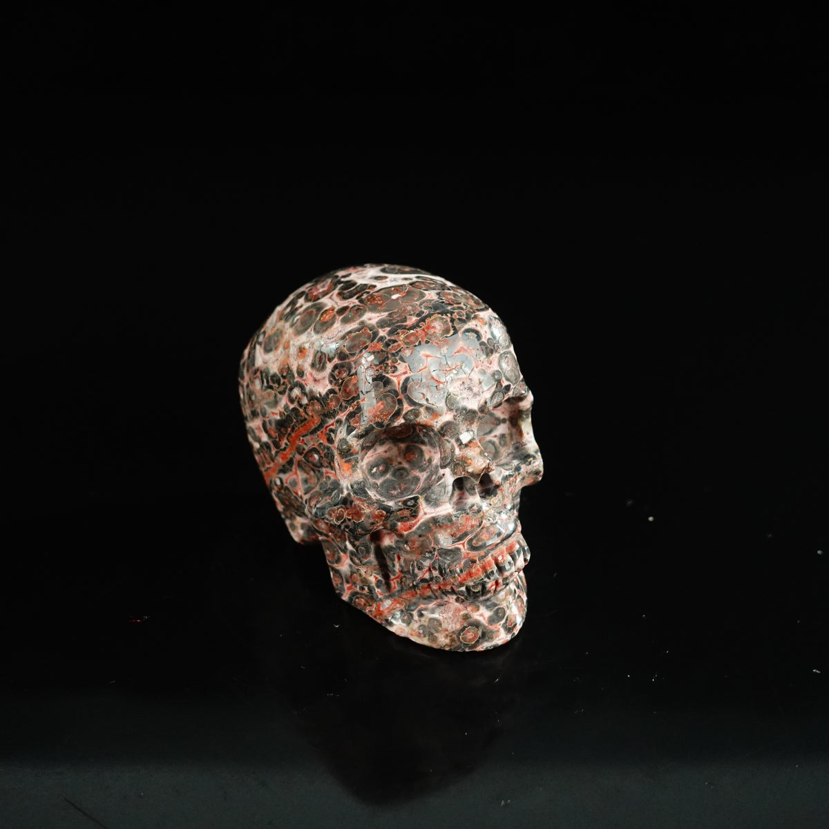 2.2" Red Leopard skin stone Crystal Skull Carving - Unique Piece #LS08