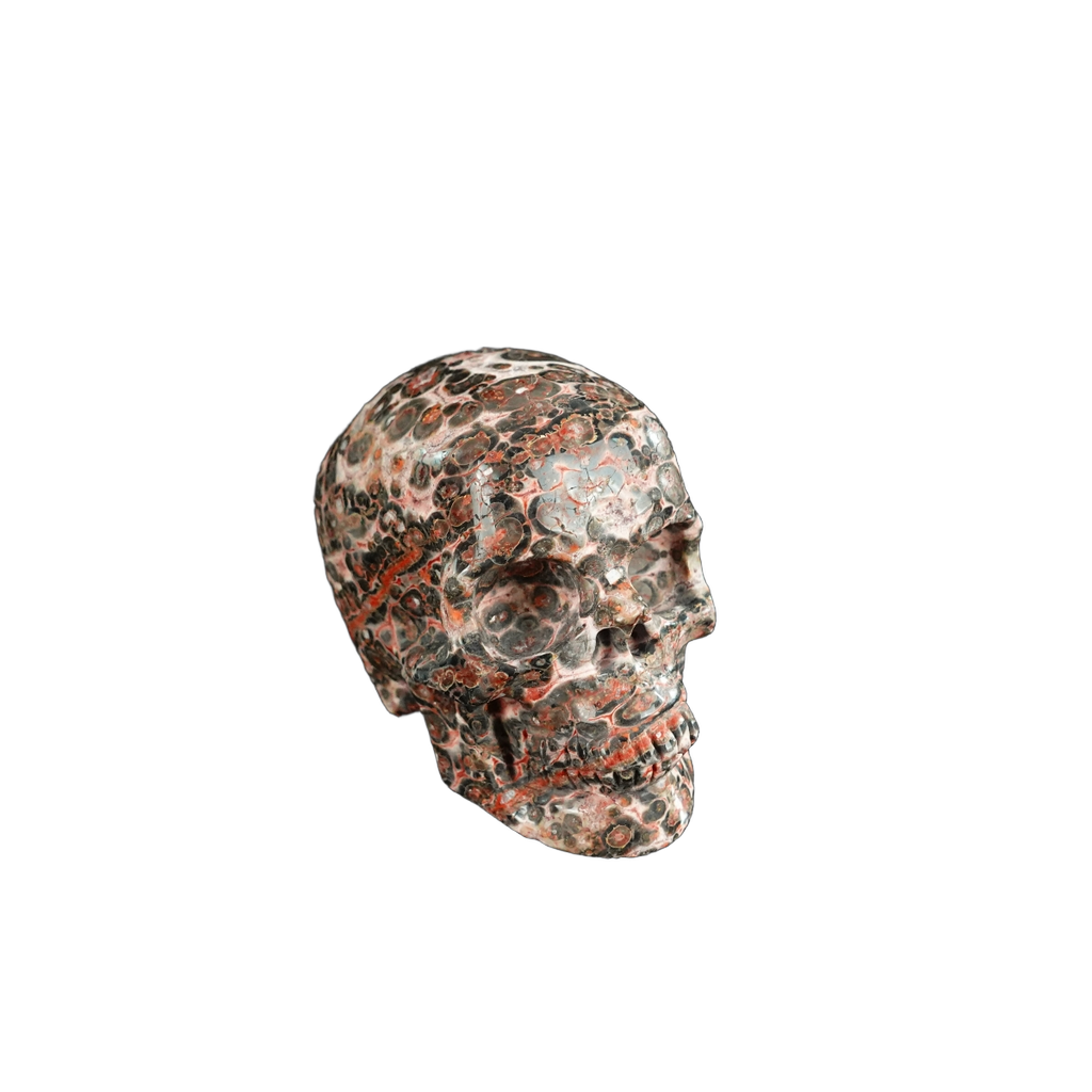2.2" Red Leopard skin stone Crystal Skull Carving - Unique Piece #LS08