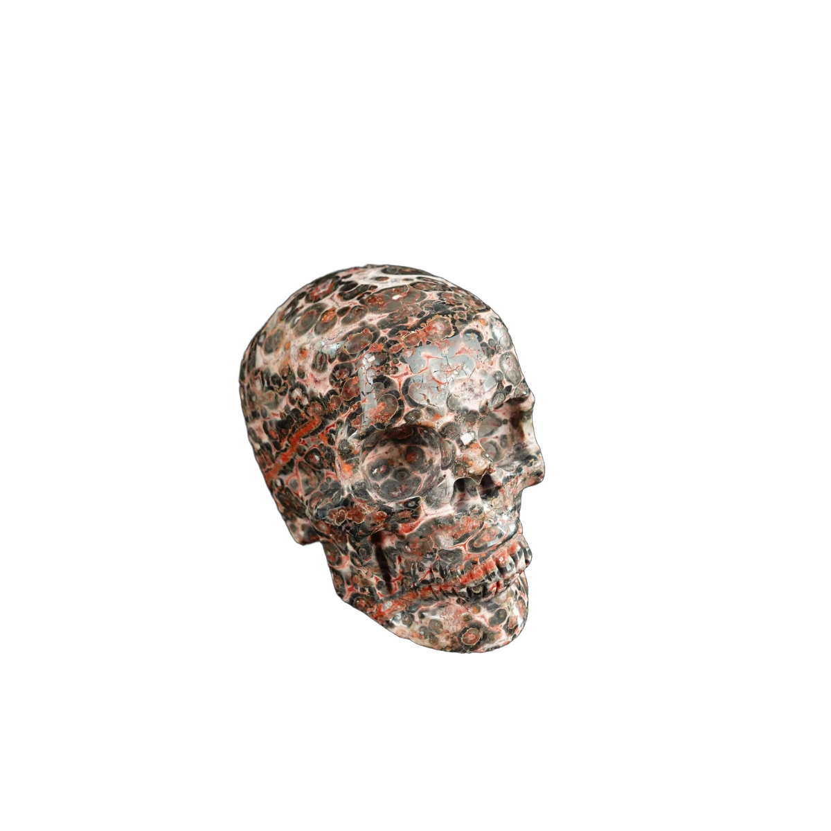 2.2" Red Leopard skin stone Crystal Skull Carving - Unique Piece #LS08