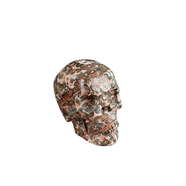 2.2" Red Leopard skin stone Crystal Skull Carving - Unique Piece #LS08 - alternate view