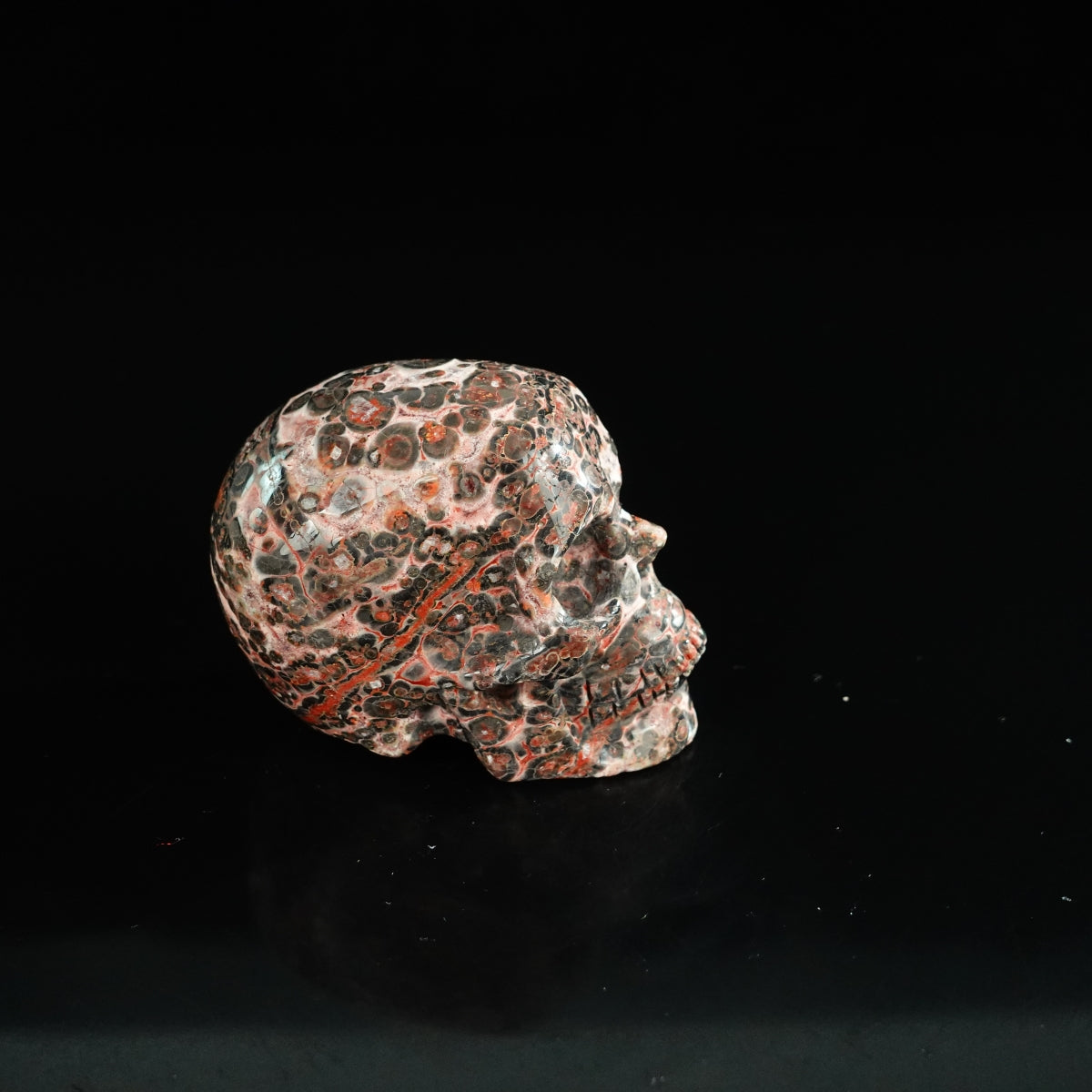 2.2" Red Leopard skin stone Crystal Skull Carving - Unique Piece #LS08