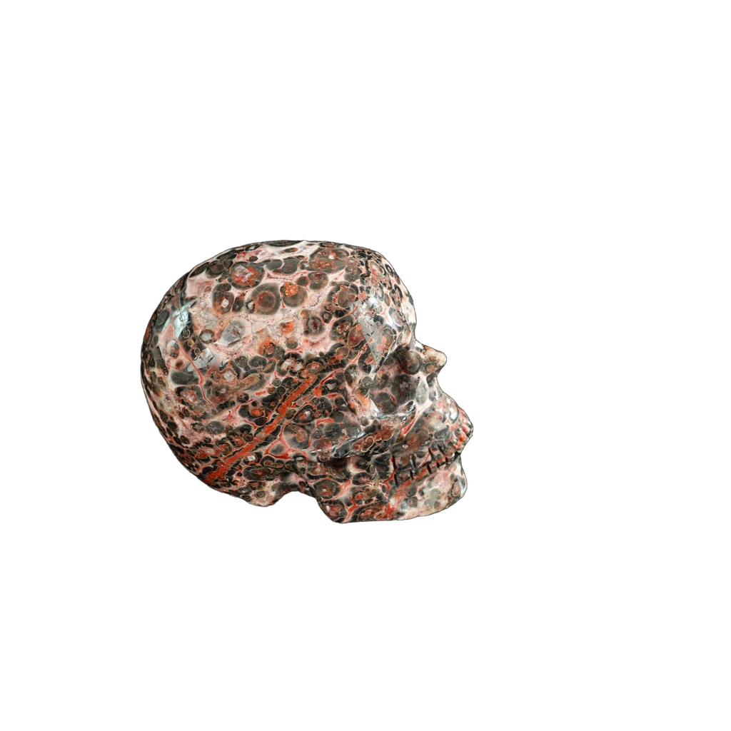 2.2" Red Leopard skin stone Crystal Skull Carving - Unique Piece #LS08