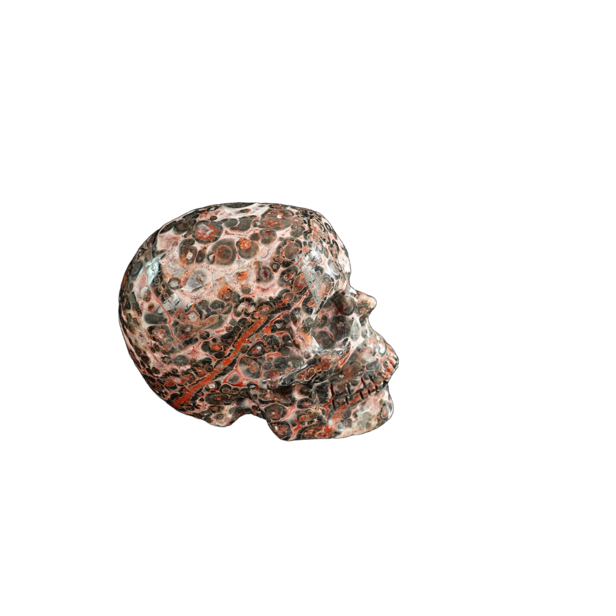 2.2" Red Leopard skin stone Crystal Skull Carving - Unique Piece #LS08