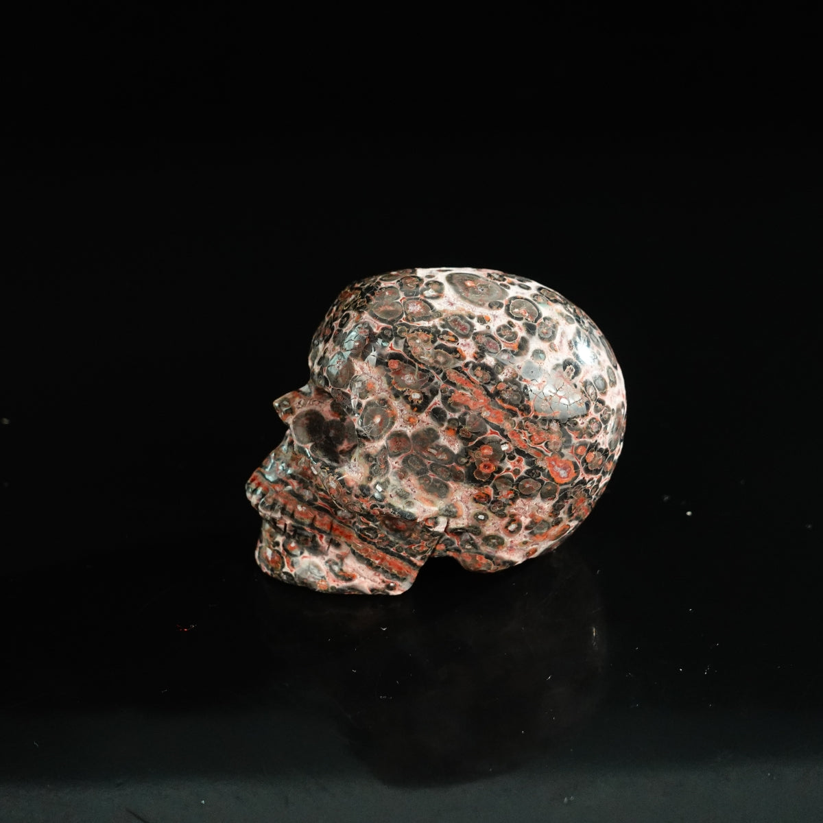 2.2" Red Leopard skin stone Crystal Skull Carving - Unique Piece #LS08