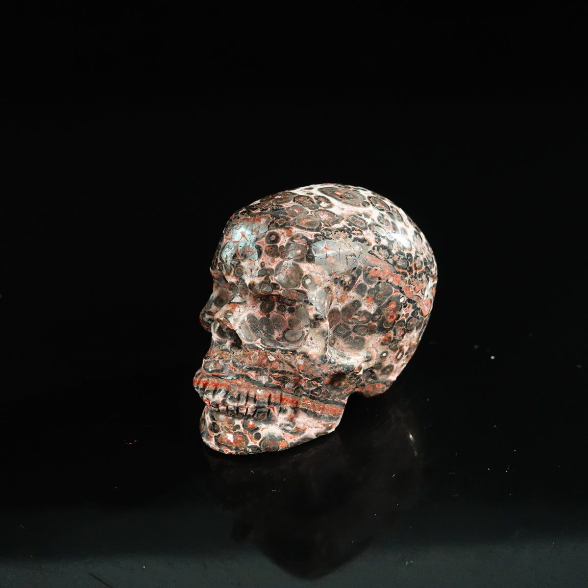 2.2" Red Leopard skin stone Crystal Skull Carving - Unique Piece #LS08