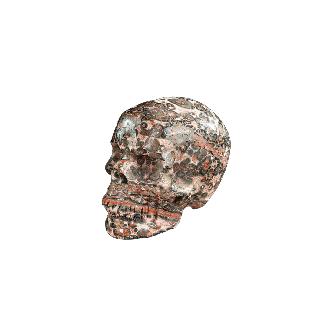 2.2" Red Leopard skin stone Crystal Skull Carving - Unique Piece #LS08