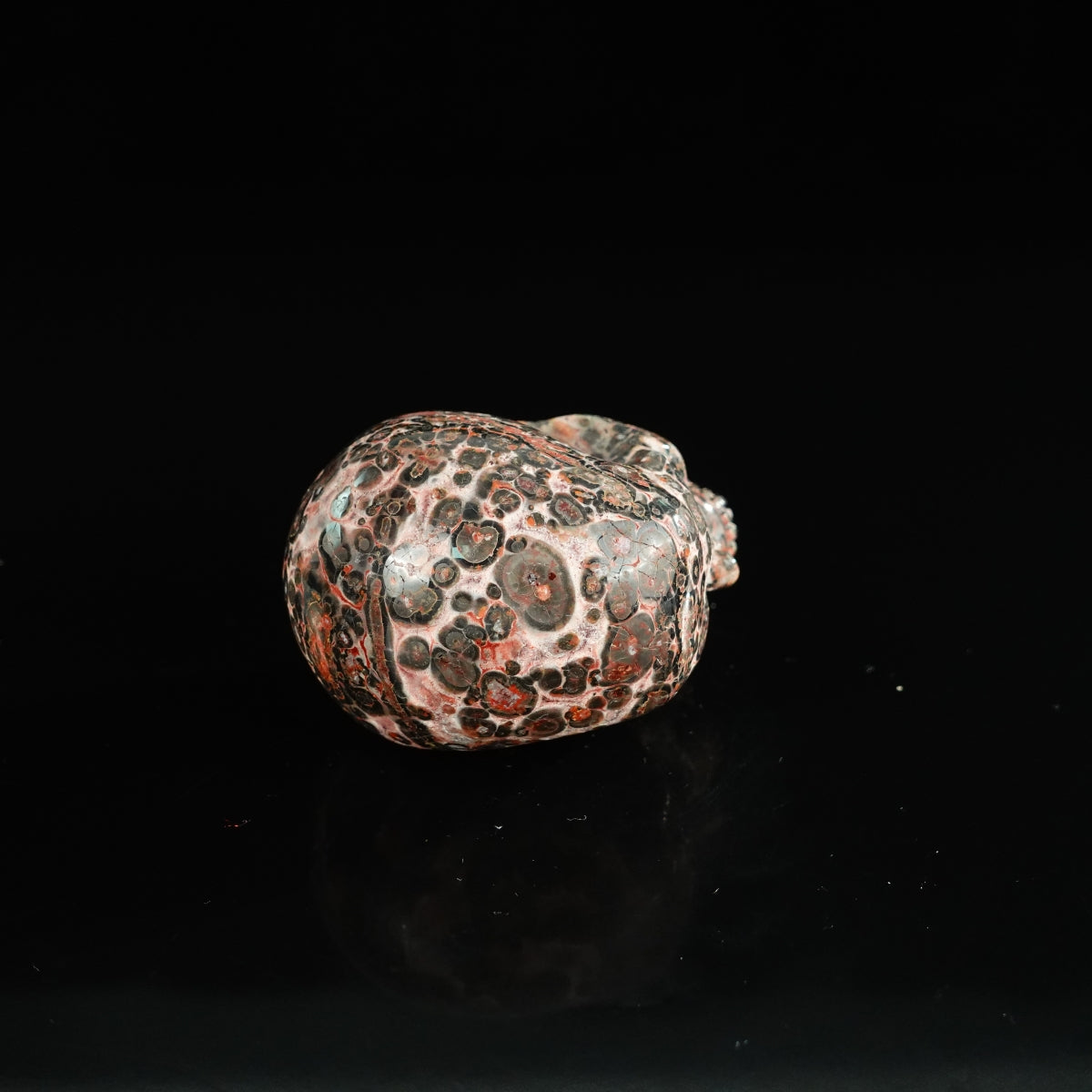 2.2" Red Leopard skin stone Crystal Skull Carving - Unique Piece #LS08