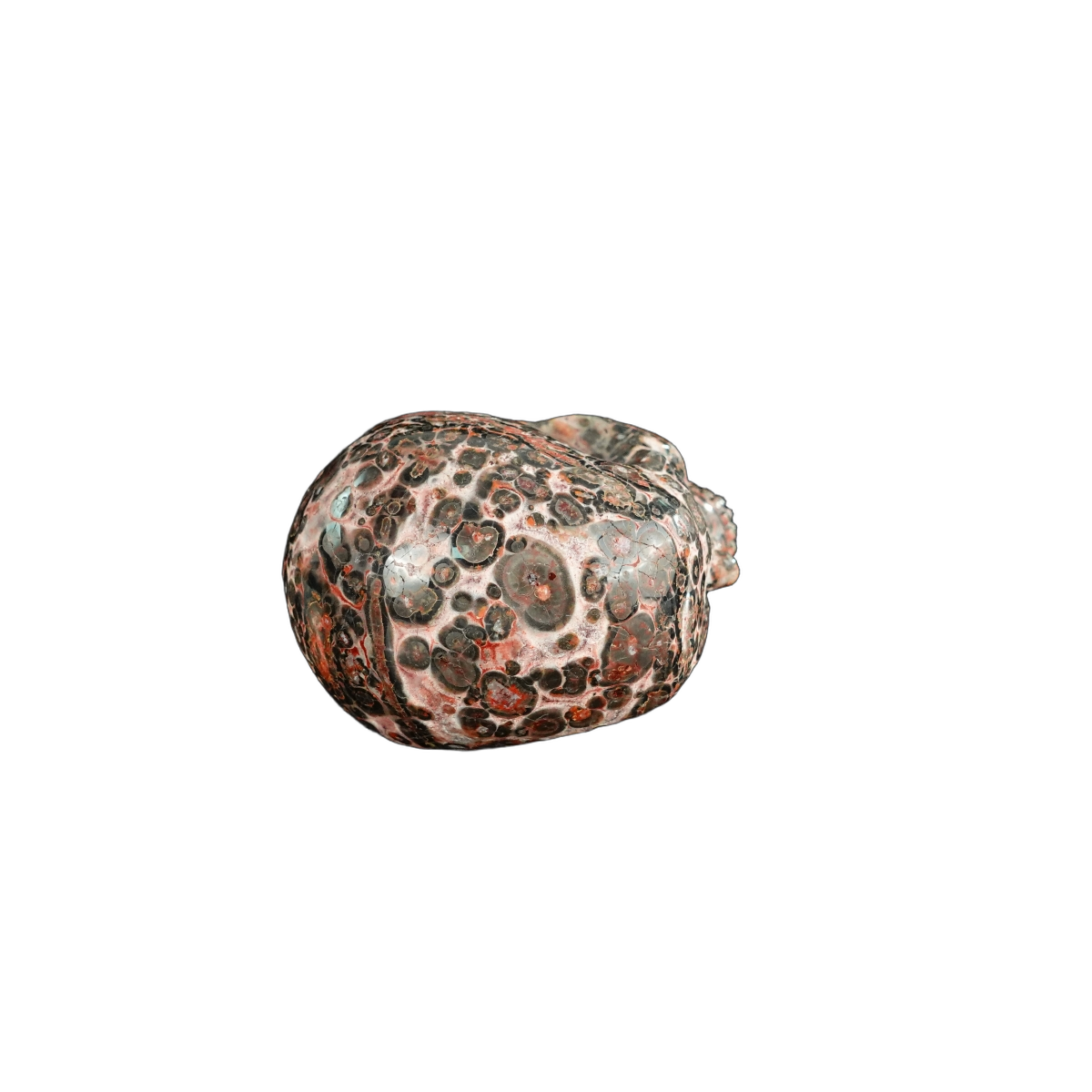 2.2" Red Leopard skin stone Crystal Skull Carving - Unique Piece #LS08