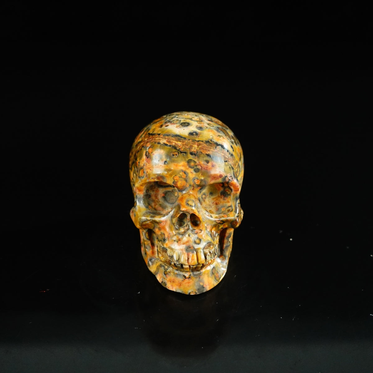2.2" Red Leopard skin stone Crystal Skull Carving - Unique Piece #LS09