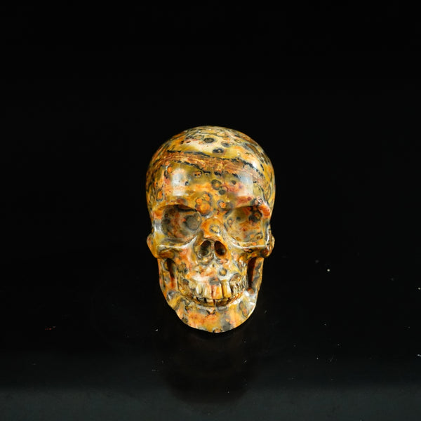 2.2" Red Leopard skin stone Crystal Skull Carving - Unique Piece #LS09