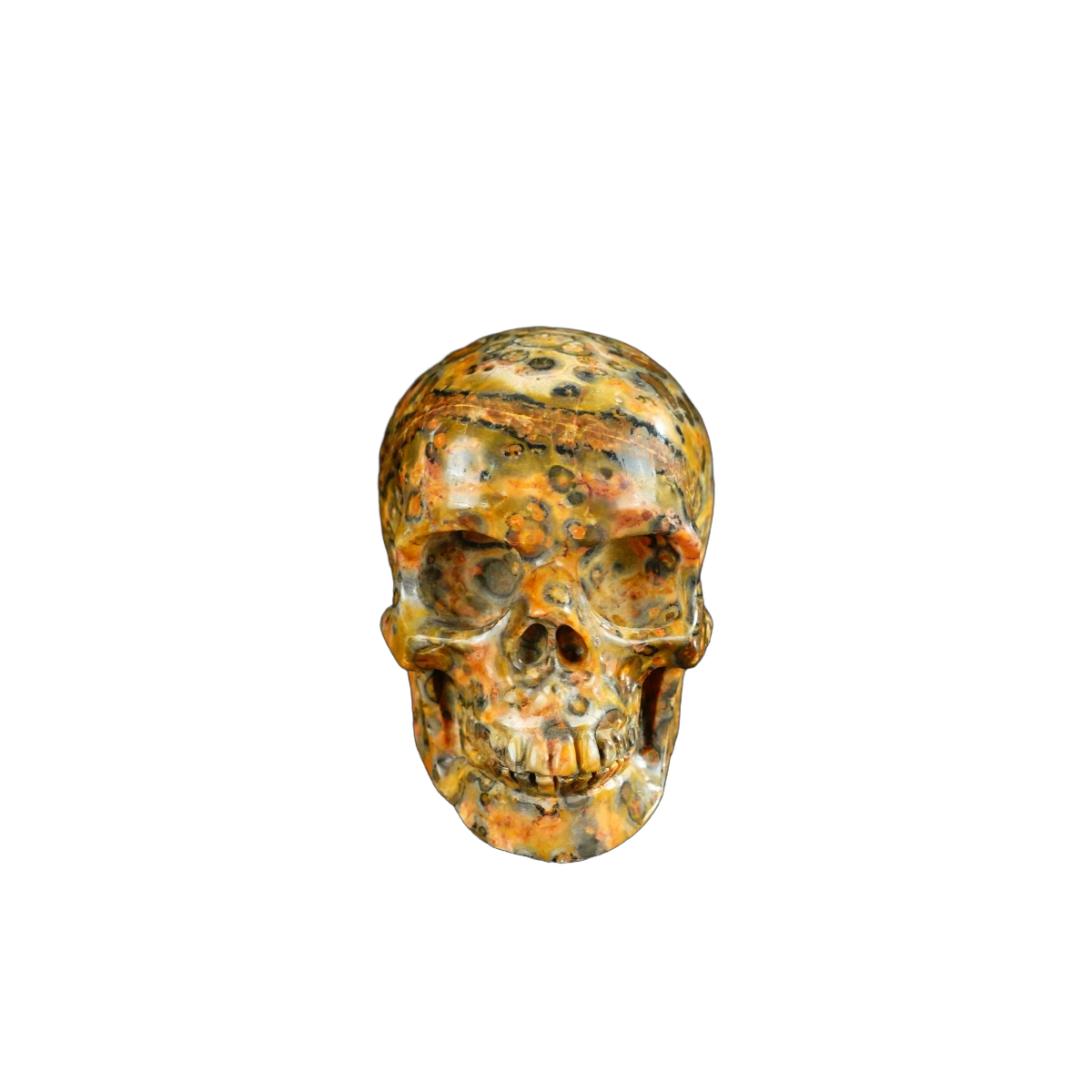 2.2" Red Leopard skin stone Crystal Skull Carving - Unique Piece #LS09