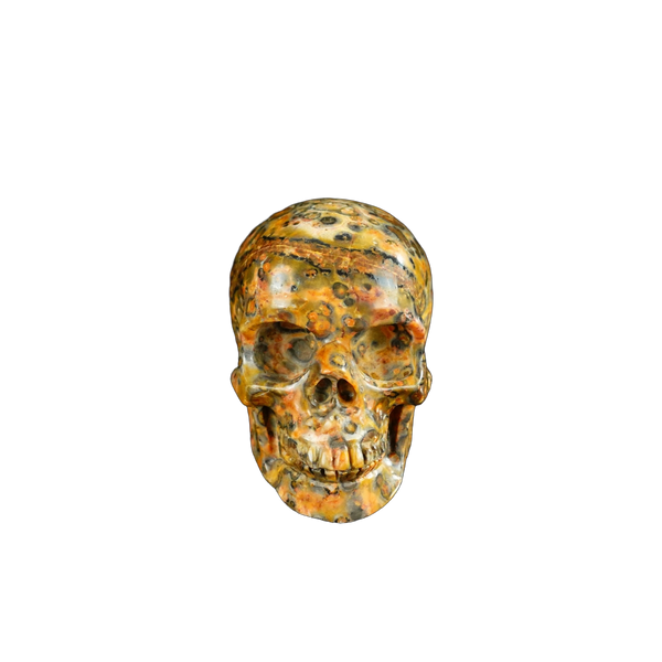 2.2" Red Leopard skin stone Crystal Skull Carving - Unique Piece #LS09