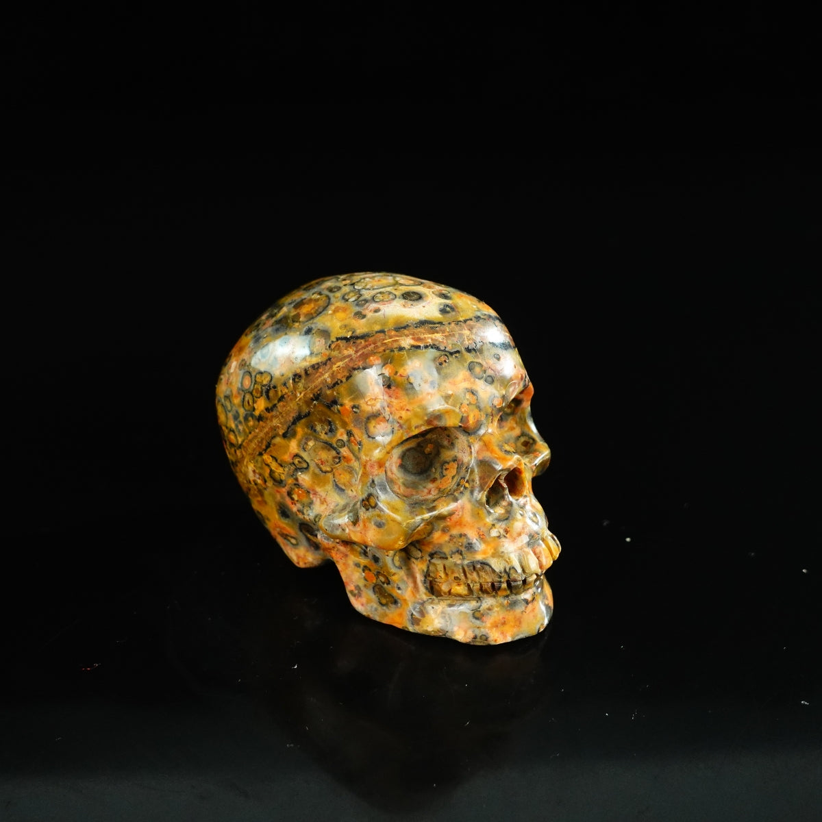 2.2" Red Leopard skin stone Crystal Skull Carving - Unique Piece #LS09